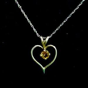 ARL Stunning Citrine & Sterling 925 Silver Heart Necklace